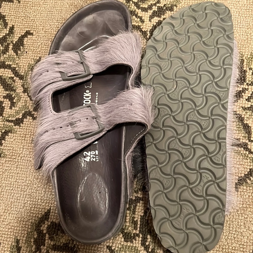 Birkenstocks Size 42 Grey Pony Worn Once